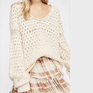 Free People Crashing Waves Pullover Sweater Cream Size S